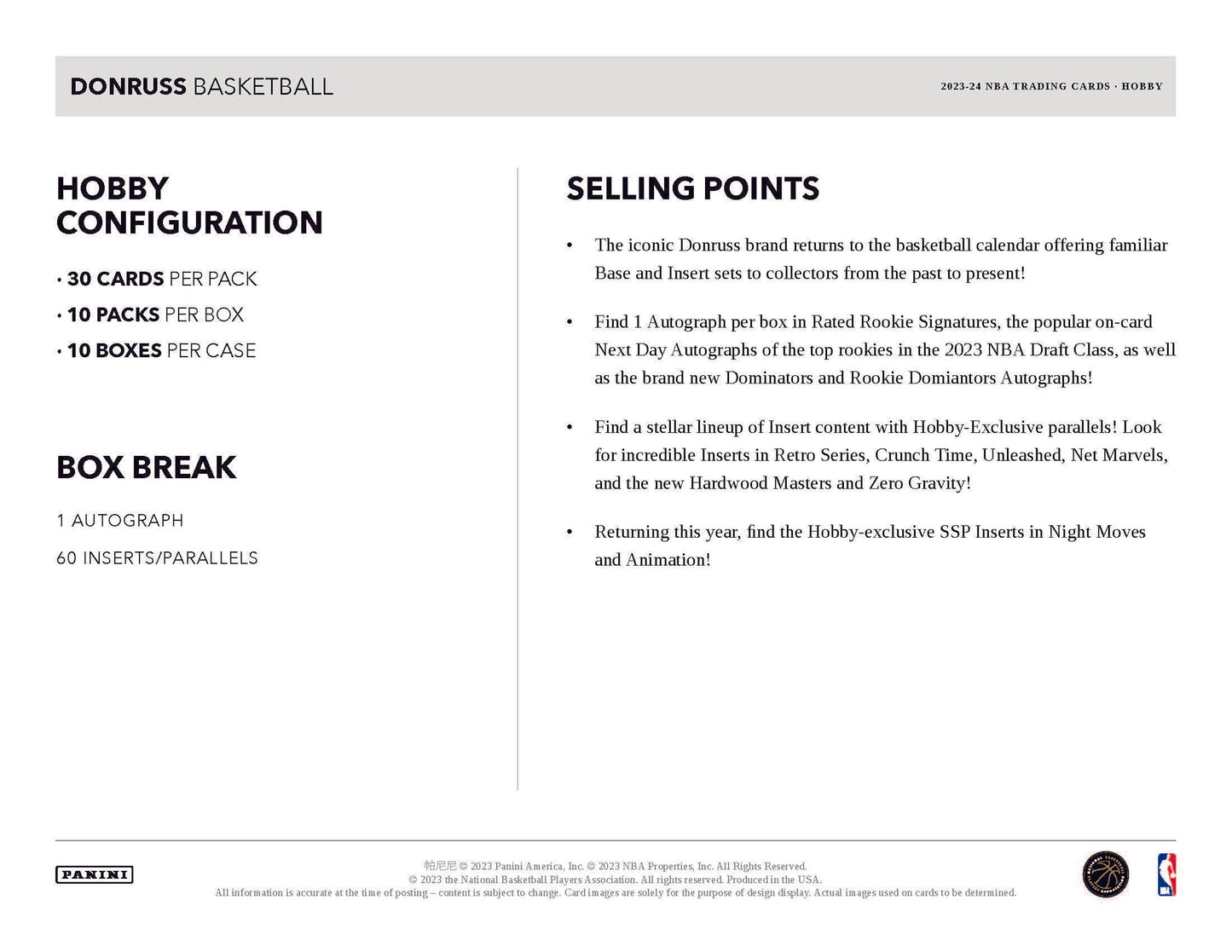 2023-24 Panini Donruss Basketball Hobby