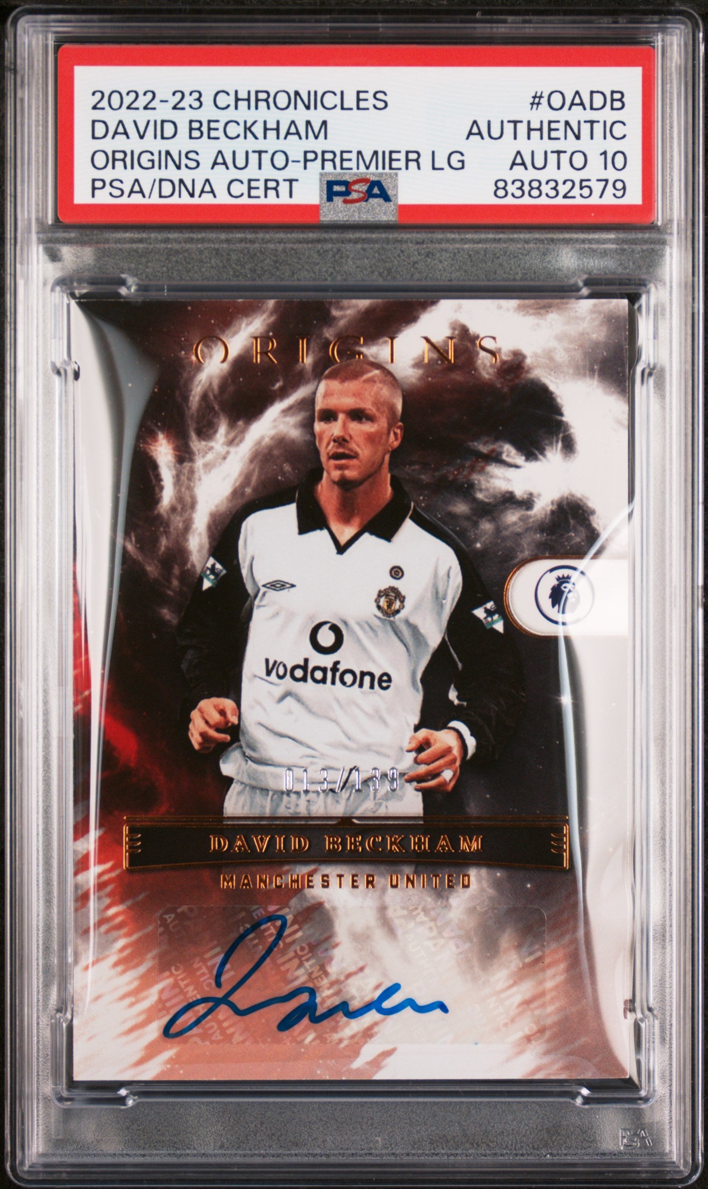 DAVID BECKHAM AUTO GEM MT 10 | 2022-23 PANINI CHRONICLES ORIGINS AUTOGRAPHS