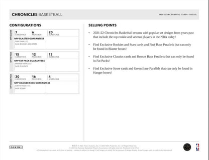 2021-22 Panini Chronicles Basketball Hanger Pack