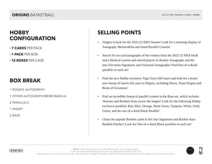 2022-23 Panini Origins Basketball 1st Off The Line FOTL