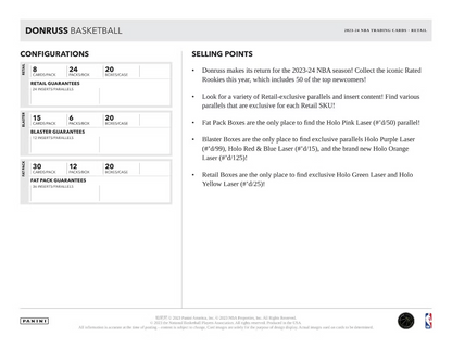 2023-24 Panini Donruss Basketball Fat Pack Cello