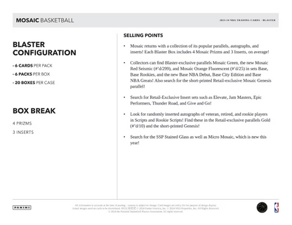 2023-24 Panini Mosaic Basketball Blaster Box