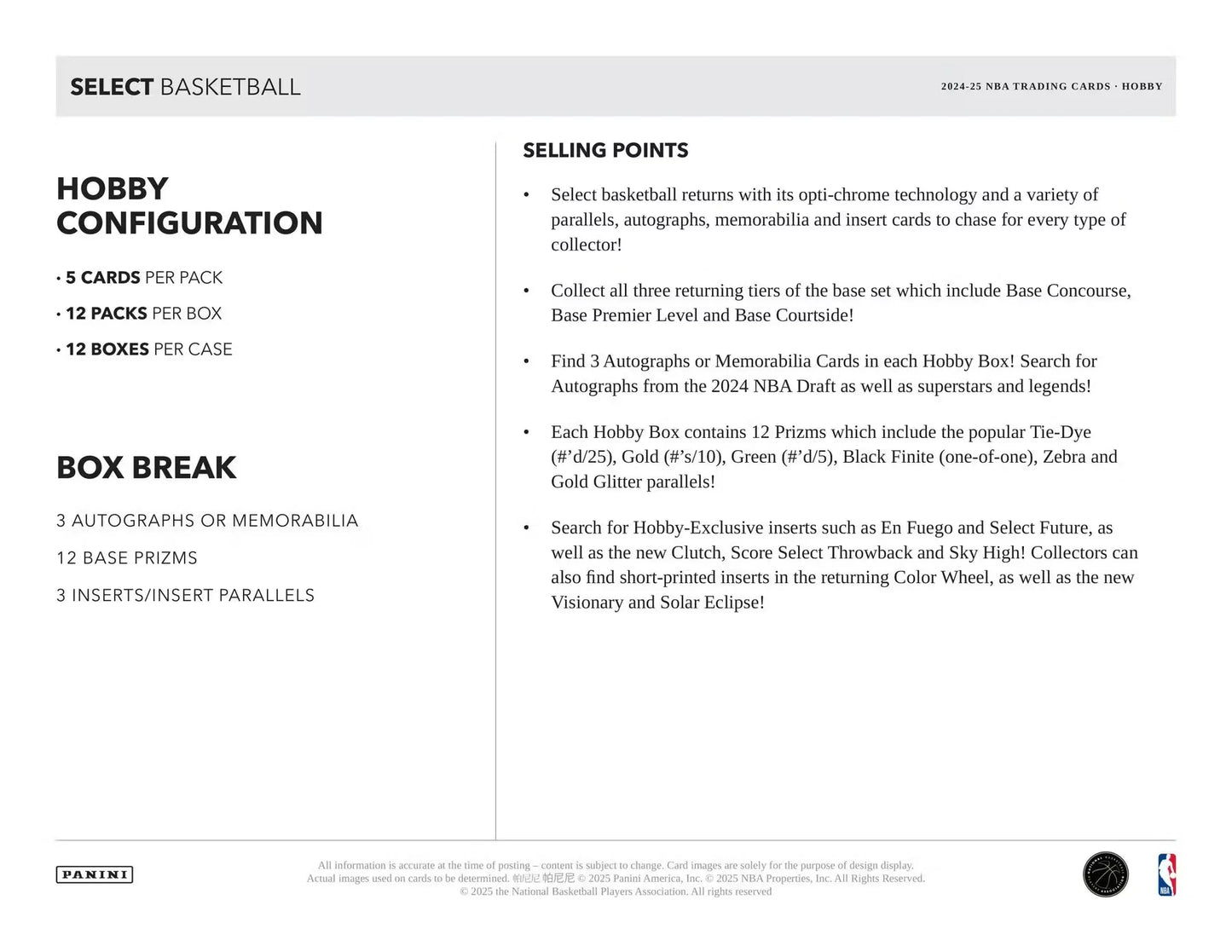 2024-25 Panini Select Basketball Hobby Box