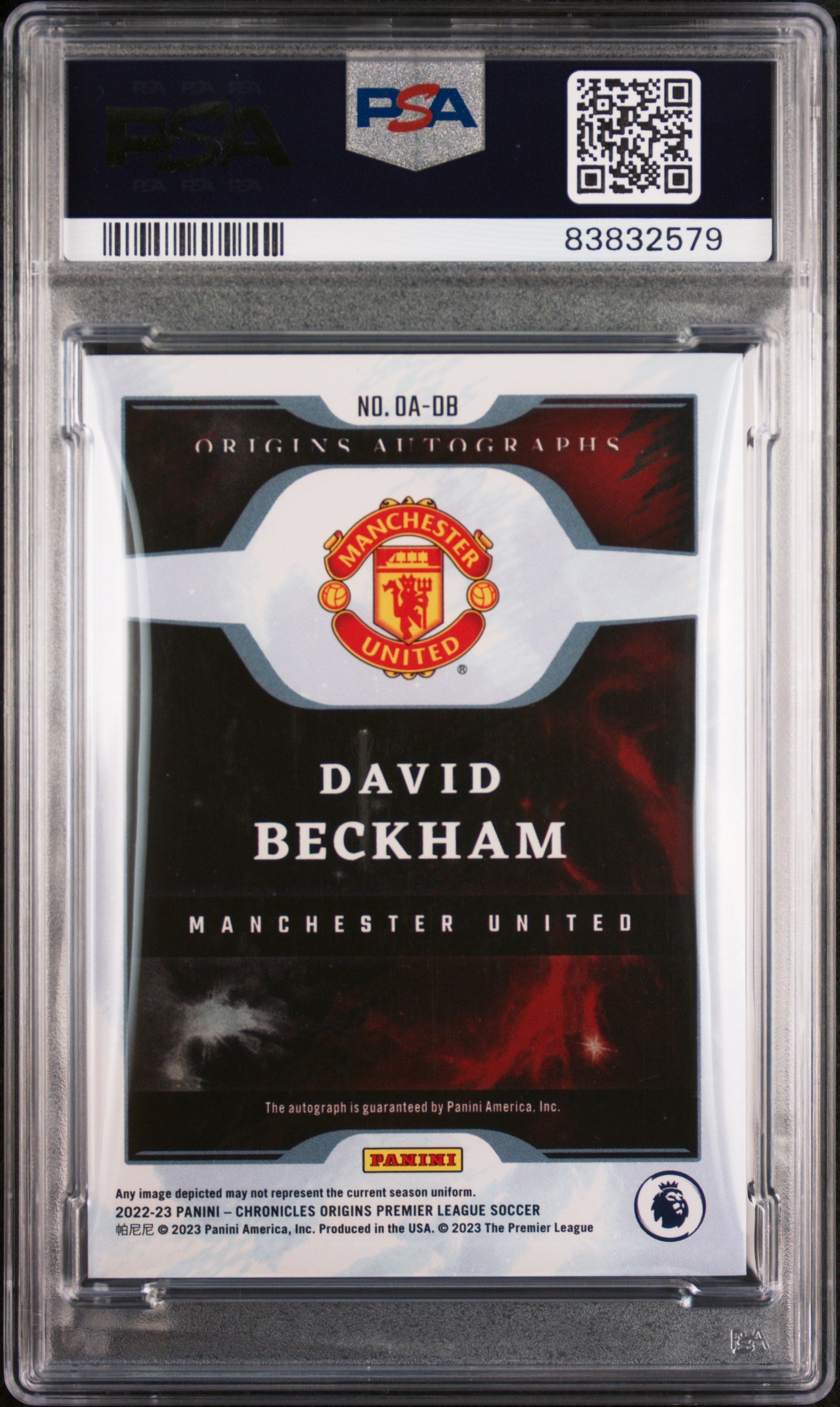 DAVID BECKHAM AUTO GEM MT 10 | 2022-23 PANINI CHRONICLES ORIGINS AUTOGRAPHS
