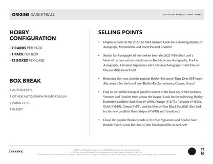 2023-24 Panini Origins Basketball Hobby