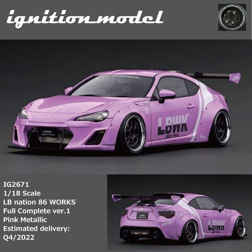 Ignition Model 1:18 LB nation 86 WORKS Full Complete ver.1 Pink Metallic 樹脂 金屬粉色 IG2671