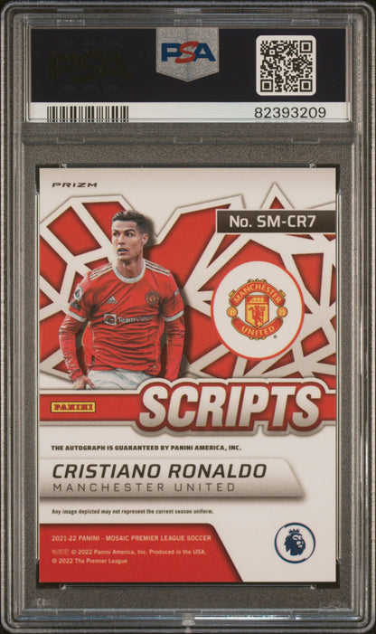 CRISTIANO RONALDO AUTO GRADE GEM MT 10 | 2021-2022 PANINI MOSAIC PREMIER LEAGUE SCRIPTS MOSAIC